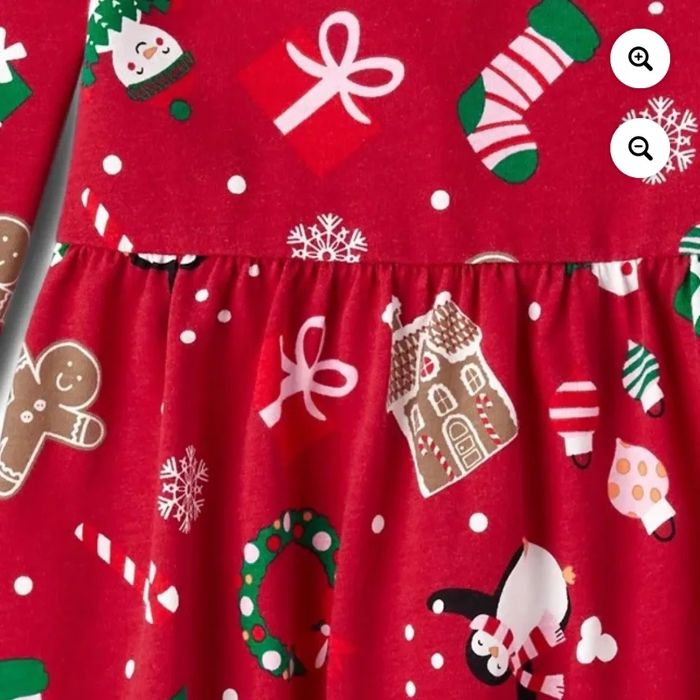 The Children’s Place Toddler Girls Christmas Print Dress Size 5T NWT